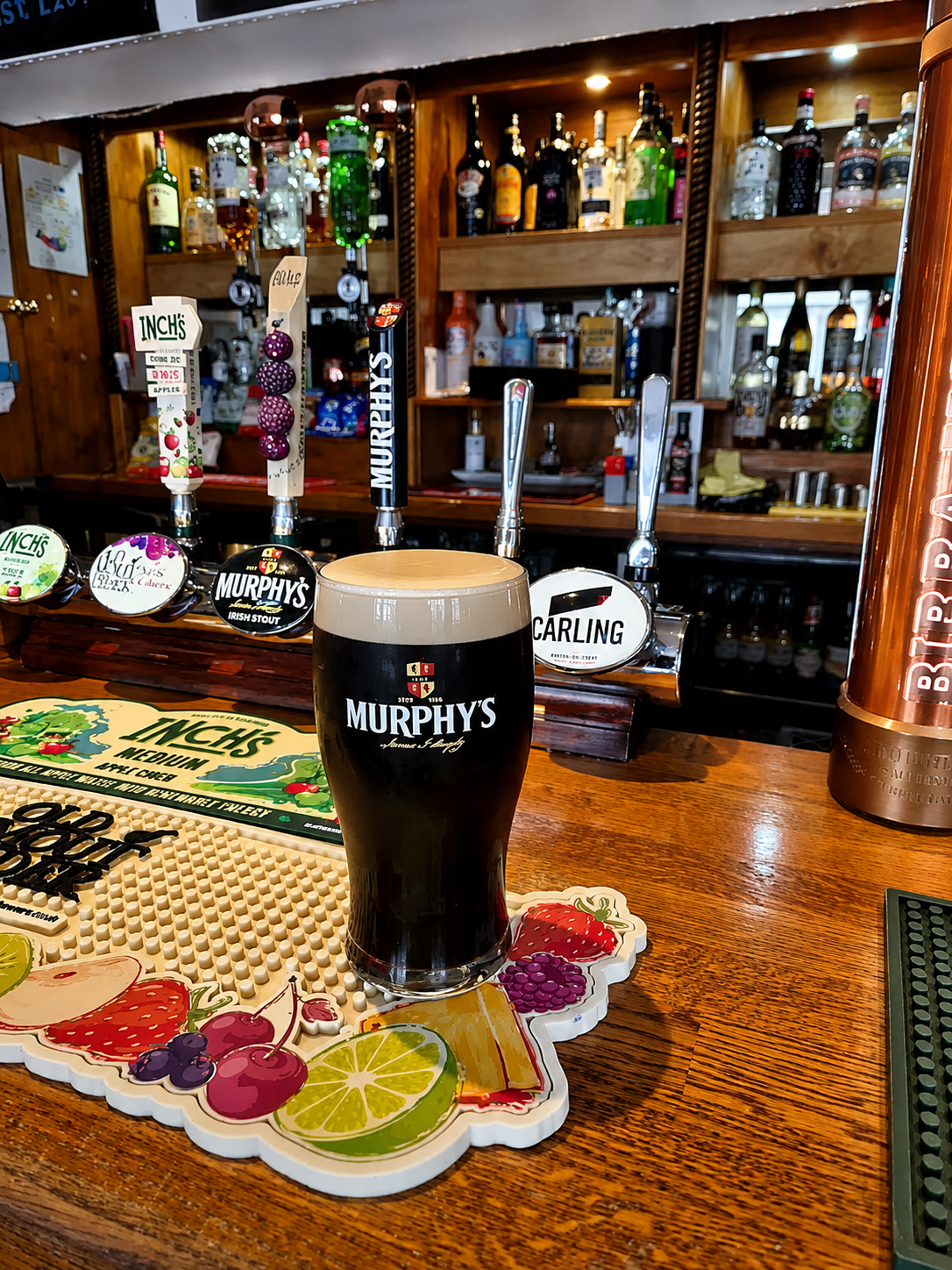 A perfectly poured pint at the bar